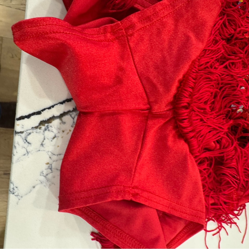 Weissman Sparkling Red Fringe Dance Costume Jazz/Tap - Picture 10 of 12